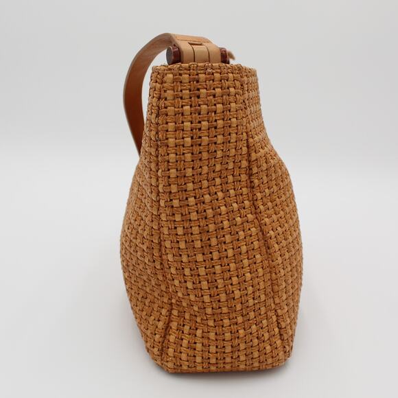 Fossil Crossbody Bag Y2K Woven Straw Tan Leather Strap Vintage Shoulder Purse - Picture 7 of 13